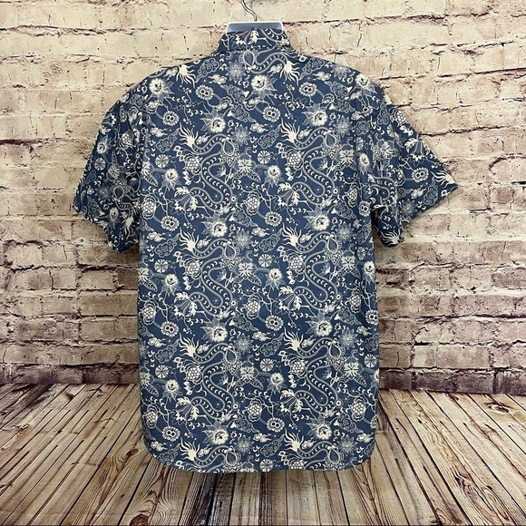 Steve’s Jeans Blue Floral Button Short Sleeve Shirt - Picture 4 of 12